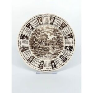 Alfred Meakin 1973 Calendar Plate England Brown Transferware Vintage